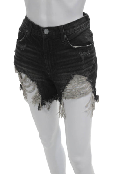 BLANKNYC Unisex Black Grunge Button Cotton Shorts Size 28