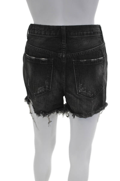 BLANKNYC Unisex Black Grunge Button Cotton Shorts Size 28