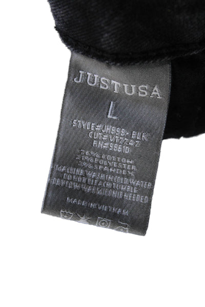 Just USA Unisex Black Grunge Button Front Shorts Cotton Blend Size L