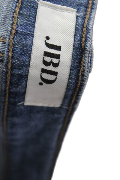 JBD Women Cropped Mom Jeans Blue Mid Rise Grunge Size 27