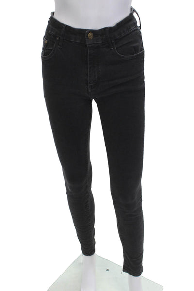 Mother Women Skinny Black High Waist Button Jeans Size 28