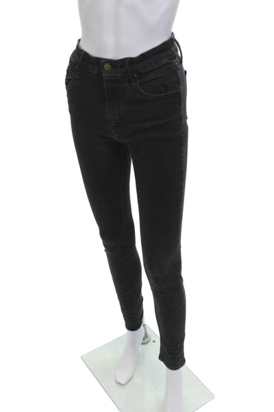 Mother Women Skinny Black High Waist Button Jeans Size 28