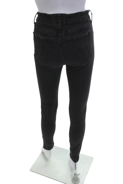 Mother Women Skinny Black High Waist Button Jeans Size 28