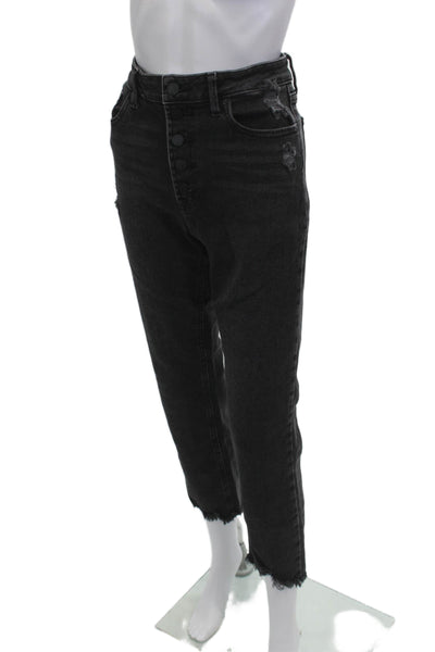 JBD Women Ankle Cropped Mom Jeans Dark Gray High Waist Size 28