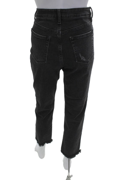 JBD Women Ankle Cropped Mom Jeans Dark Gray High Waist Size 28