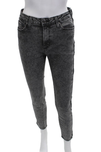 Just Black Denim Women Ankle Skinny Jeans Dark Gray High Waist Size 28