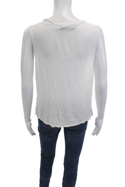 six/fifty Women Basic Tank White Sleeveless Round Neck 50% Cotton Modal Size L