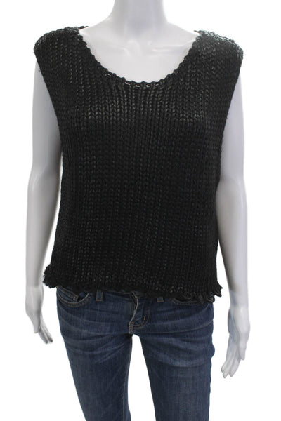 Zara Women Basic Black Sleeveless Round Neck Tank Size L