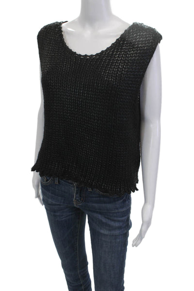 Zara Women Basic Black Sleeveless Round Neck Tank Size L