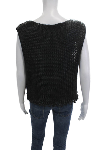 Zara Women Basic Black Sleeveless Round Neck Tank Size L