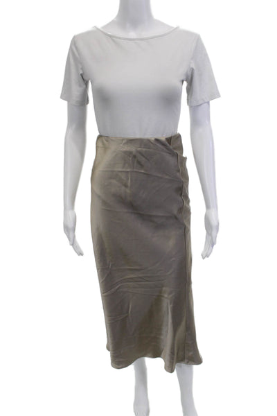Zara Women Straight Pencil Midi Skirt Beige Size M