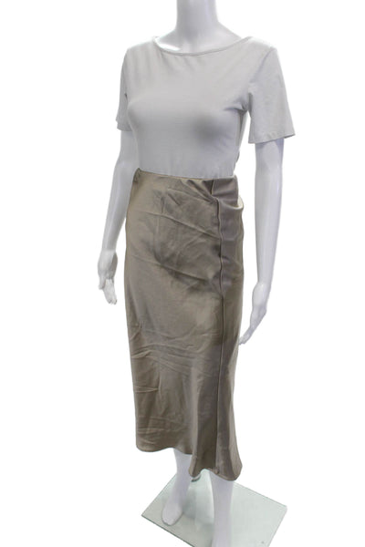 Zara Women Straight Pencil Midi Skirt Beige Size M