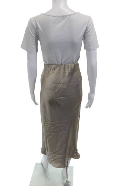 Zara Women Straight Pencil Midi Skirt Beige Size M