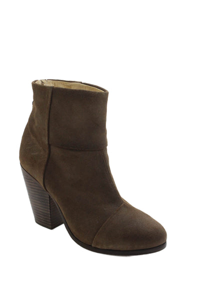 Rag & Bone Womens Suede Zippered High Heeled Ankle Boots Brown Size 6