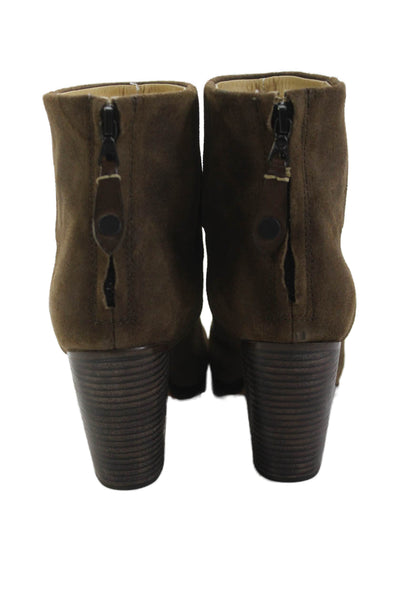 Rag & Bone Womens Suede Zippered High Heeled Ankle Boots Brown Size 6
