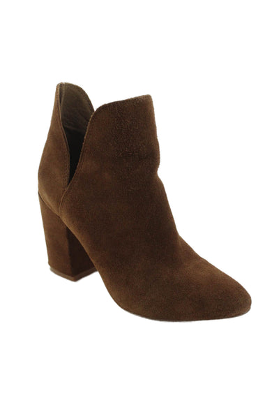 Steve Madden Womens Leather Round Toe High Heeled Ankle Boots Brown Size 6.5