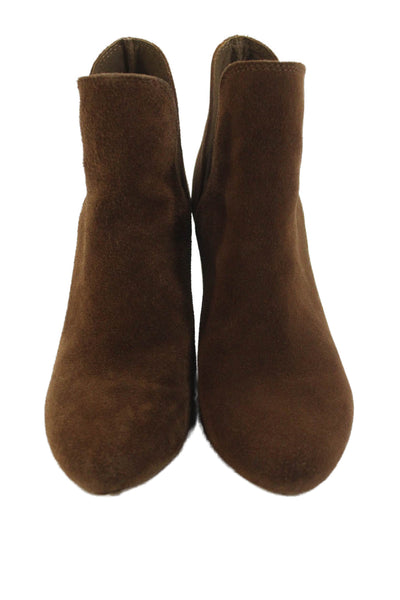 Steve Madden Womens Leather Round Toe High Heeled Ankle Boots Brown Size 6.5