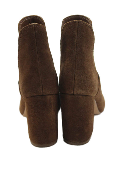 Steve Madden Womens Leather Round Toe High Heeled Ankle Boots Brown Size 6.5