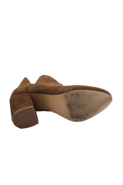Steve Madden Womens Leather Round Toe High Heeled Ankle Boots Brown Size 6.5
