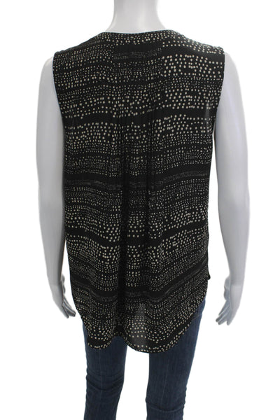NYDJ Womens Black Polka Dot Sleeveless Round Neck Button Blouse Size M