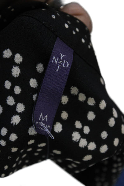 NYDJ Womens Black Polka Dot Sleeveless Round Neck Button Blouse Size M