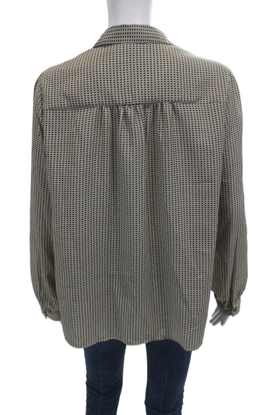Gerard Darel Women Beige Geometric Collar Button Cuff Blouse Long Sleeve Size 40