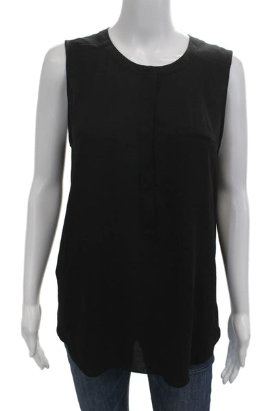 NYDJ Women Basic Black Sleeveless Round Neck Solid Polyester Blouse Size M