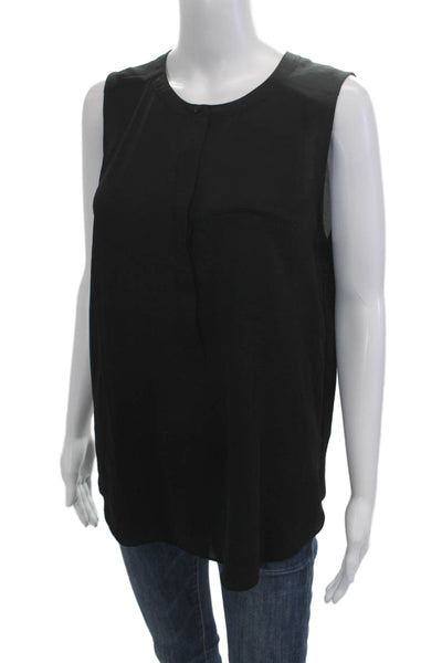 NYDJ Women Basic Black Sleeveless Round Neck Solid Polyester Blouse Size M