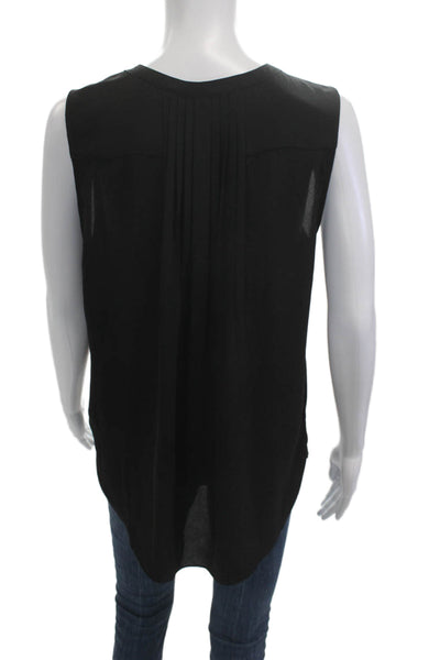 NYDJ Women Basic Black Sleeveless Round Neck Solid Polyester Blouse Size M