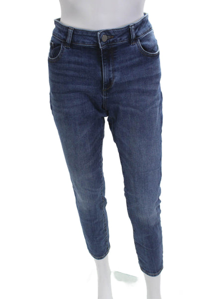 DL1961 Women Ankle Cropped Mid Rise Dark Blue Jeans Cotton Blend Size 30