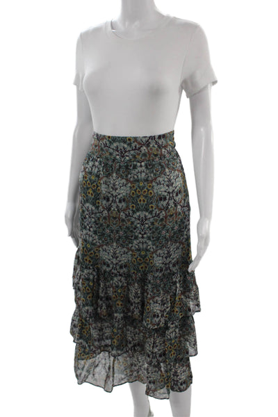Ba&Sh Womens Peasant Maxi Skirt Green Floral 100% Viscose Long Size S