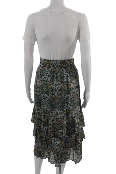 Ba&Sh Womens Peasant Maxi Skirt Green Floral 100% Viscose Long Size S
