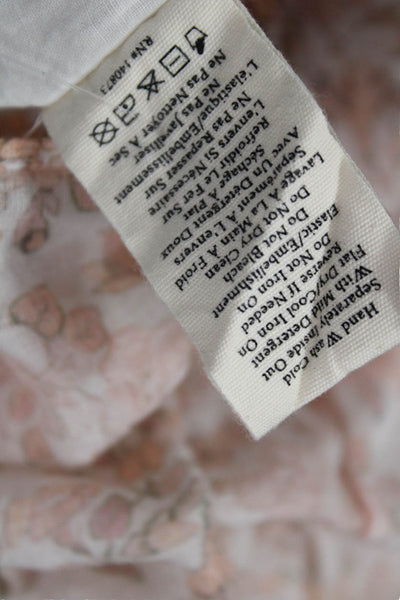Love Shack Fancy Women Peasant Mini Skirt Floral Beige Cotton Size XS