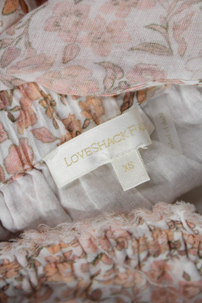 Love Shack Fancy Women Peasant Mini Skirt Floral Beige Cotton Size XS