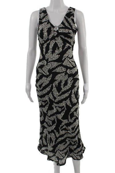 Ecru Womens Maxi Tank Dress Black Animal Print V-Neck Sleeveless Size 0