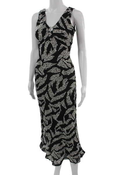Ecru Womens Maxi Tank Dress Black Animal Print V-Neck Sleeveless Size 0
