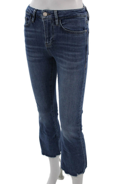 Frame Womens Cropped Jeans Dark Blue High Rise Button Fly Size 25