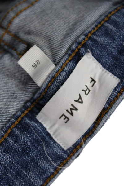 Frame Womens Cropped Jeans Dark Blue High Rise Button Fly Size 25