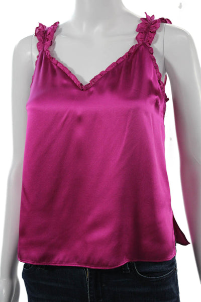 Cami NYC Women Camisole Pink Silk V-Neck Solid Sleeveless Size XS