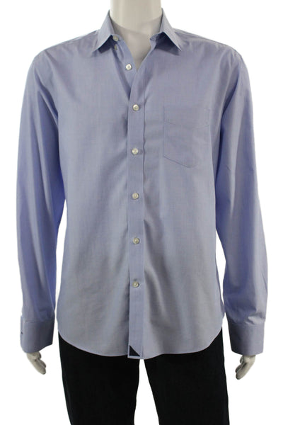 Untuckit Mens Light Blue Point Spread Button Up Cotton Dress Shirt Size L