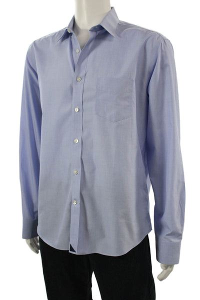 Untuckit Mens Light Blue Point Spread Button Up Cotton Dress Shirt Size L