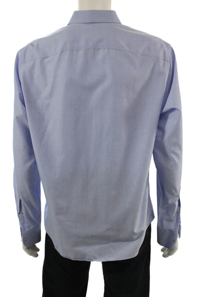 Untuckit Mens Light Blue Point Spread Button Up Cotton Dress Shirt Size L