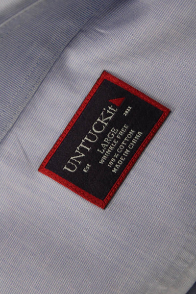 Untuckit Mens Light Blue Point Spread Button Up Cotton Dress Shirt Size L