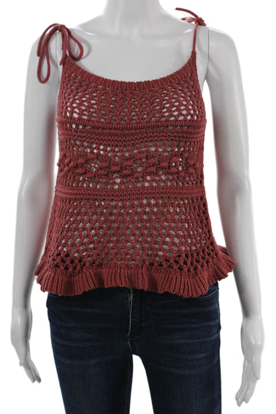 Cotton By Autumn Cashmere Womens Brown Sleeveless Camisole Round Neck Size XS