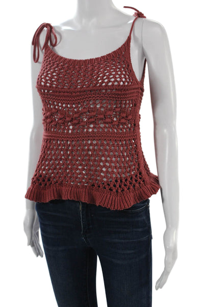 Cotton By Autumn Cashmere Womens Brown Sleeveless Camisole Round Neck Size XS