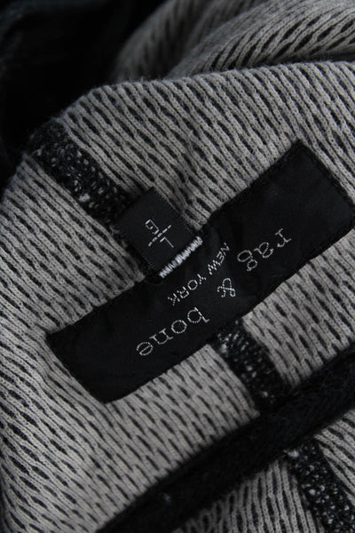 Rag & Bone Womens Pullover Hoodie Black Cotton Drawstring Long Sleeve Size L