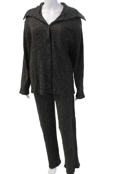 Zara Unisex 2 Piece Classic Black Suit Jacket Pants Collared Button Size M