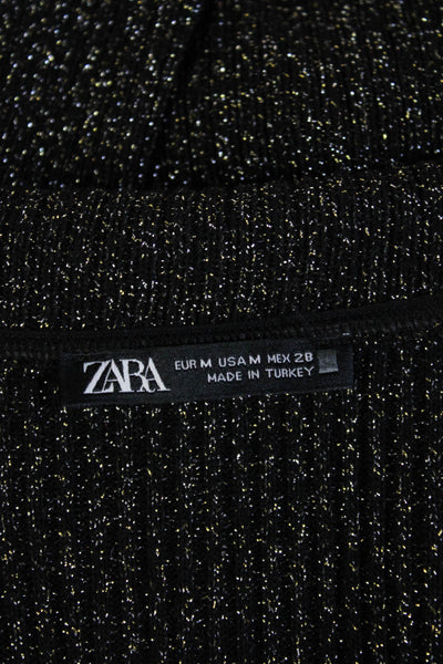 Zara Unisex 2 Piece Classic Black Suit Jacket Pants Collared Button Size M