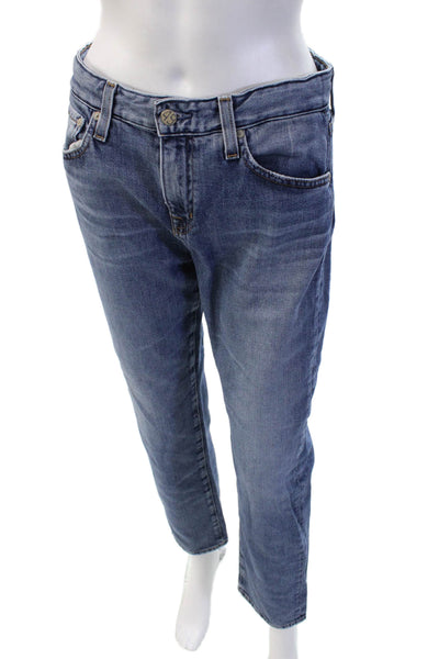 AG Adriano Goldschmied Unisex Cropped Straight High Rise Jeans Blue Size 26