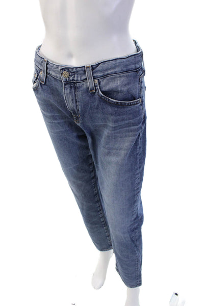 AG Adriano Goldschmied Unisex Cropped Straight High Rise Jeans Blue Size 26